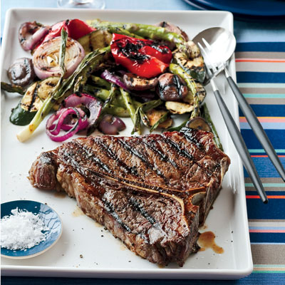Warmer Weather = Grilled Porterhouse Steak with Spring Vegetables