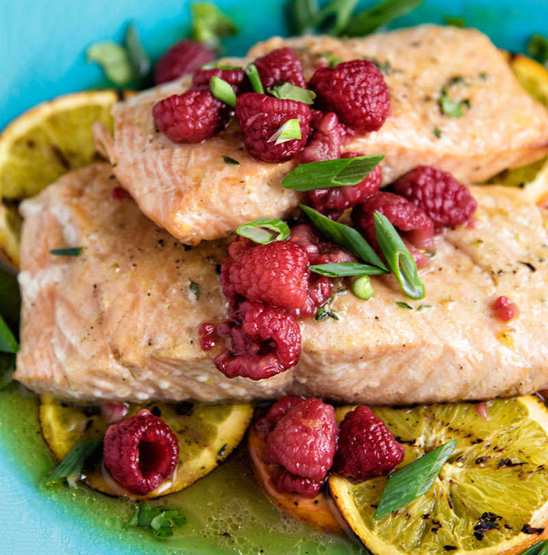 Salmon Fillets With Orange-Raspberry Sauce