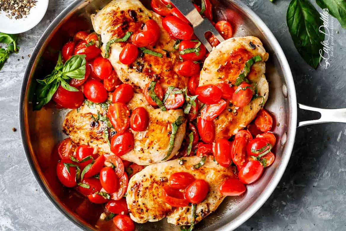 One Pan Tomato Basil Chicken & Rice - Cafe Delites